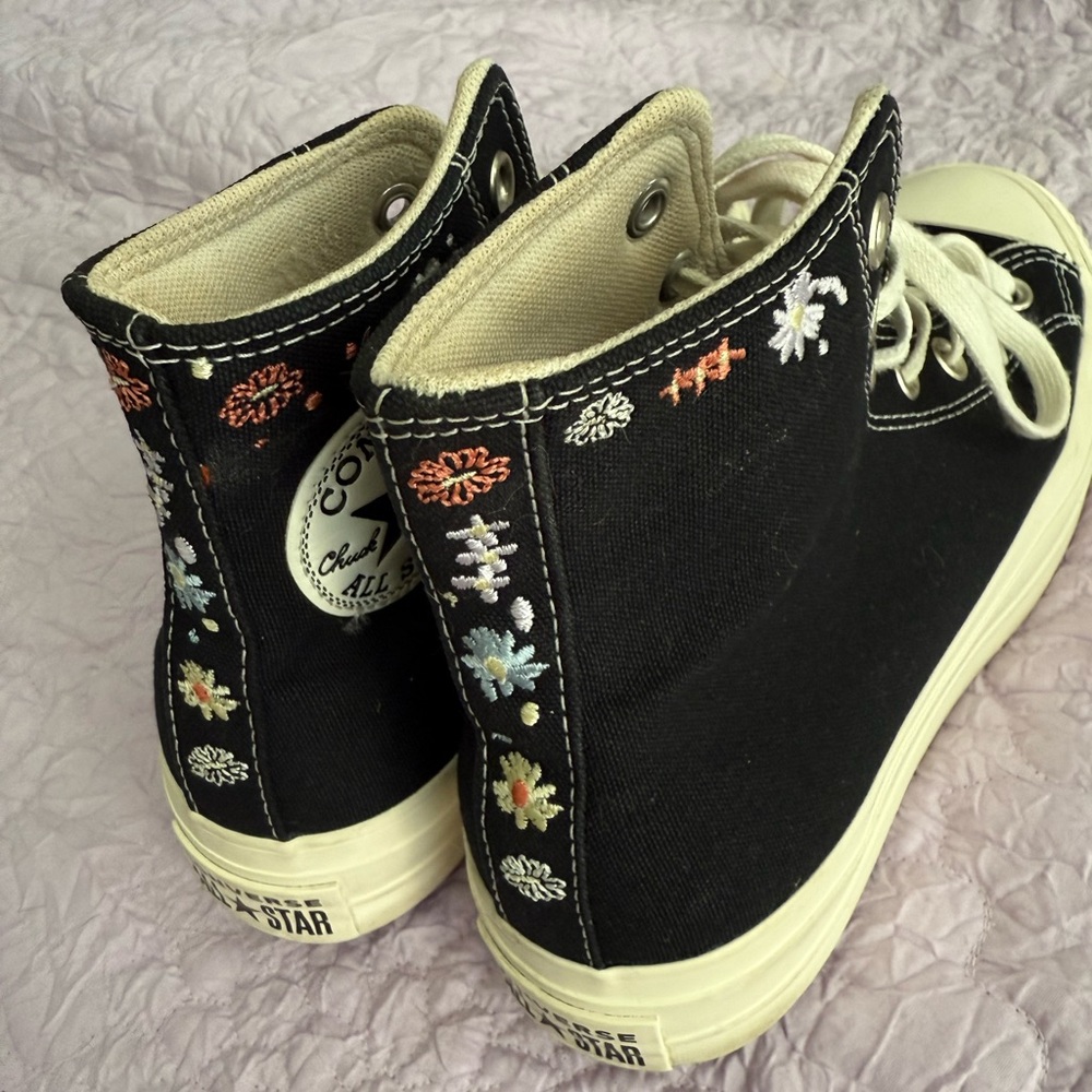 converse high-top platform embroidered flower limited edition